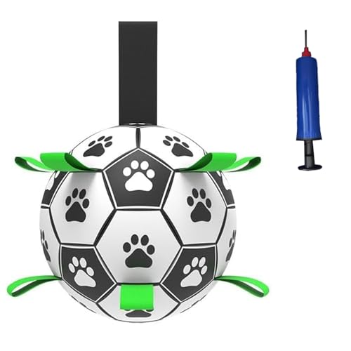 Esshogo Hundespielzeug, Hundespielzeugbälle mit Gurten, Interaktives Hundeballspielzeug, Fussball für Hunde, Innen & Außen Spielzeug Hundebälle für kleine und mittelgroße Hunde von Esshogo