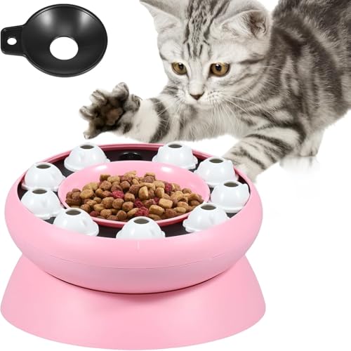 Esshogo Katzen-Futter-Karusell, Interaktives Katzenspielzeug für Intelligenz und Gesundheit, Schlingnapf Katze, Langsam Fütterung Katzennapf, Katzen Hunde Puzzle Spielzeug Treat Dispenser interaktive von Esshogo