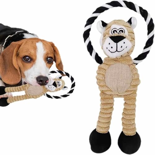 Esshogo Kauspielzeug für Hunde, Löwe, Weich, mit Seil gefüllt, süßes Plüsch-Puzzle, Löwe niedliche quietschende Hund Spielzeug Set von Esshogo