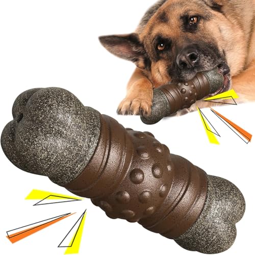 Esshogo Kauspielzeug für große und mittelgroße Hunde mit quietschenden Geräuschknochen, putzen, zähne kauen, zur Förderung gesunder Zähne, Kauknochenförmige Reinigung von Esshogo
