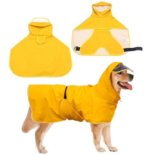 Esshogo Regenmantel für Hunde, gelb, wasserdicht für Hunde, wasserdichte Jacke für Hunde, Regenmantel, Regenmantel für Hunde, geeignet für große Hunde, Medium, 7XL von Esshogo