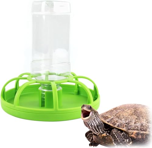 Esshogo Schildkröten Wasserschale, Reptilien-Wasserflasche, Wasserspender mit Wasserflasche, Automatische Flasche und Schüssel Wasserspender und Futter für Schildkröten, Spinnen, Eidechse (Grün) von Esshogo