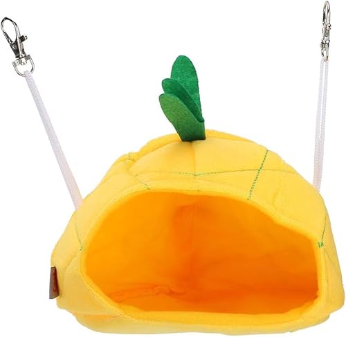 Esshogo Warme Haushängematte, Haustier-Winterbettkäfig, Kleines Haustier Hängematte, Kleintierbettkäfig, Schaukel-Hängematte-Spielzeug Wintersichere Hamster für Kleintiere (Gelbe Ananas) von Esshogo