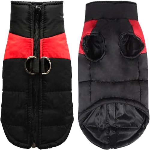 Esshogo Winter Warm Pet Hund Kleidung wasserdichte Hundemantel Jacke, wasserdichte Jacke mit Reißverschluss, Welpen Kleidung Weste Haustier Gepolsterte Mantel Hundemantel Wasserdicht(M) von Esshogo