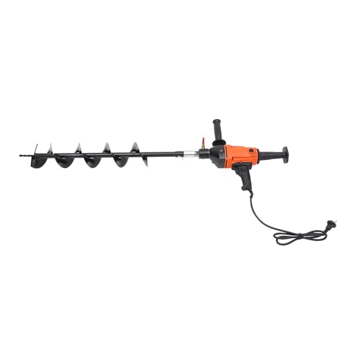 1900W Elektrischer Pfostenlochbagger, mit (43 * 24cm/12 * 80cm) Schlangenbohrer, ideal für die Installation von Zaunpfosten, Bohren | Orange Schwarz | von Estabeter