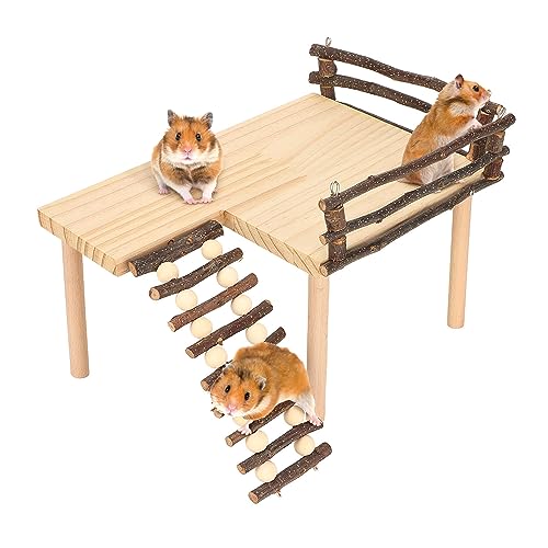 Hamster-Kletterplattform-Set, Mehrzweck-Holzhamster, Spielplattform, kleiner Hamster, Aktivitätsspielplatz, Kletterplattform mit Kletterleiter zum Essen, Spielen und Ausruhen, Hamster Spielzeug von Estink