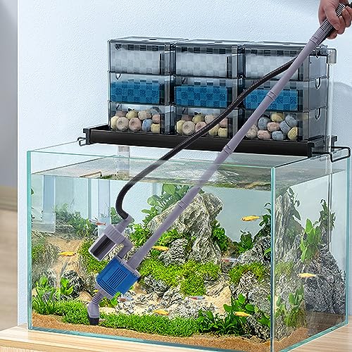 Esyogen Elektrische Aquarium Siphonpumpe Staubsauger Reinigungswerkzeug Wasserwechsel mit 4X Verlängerungsrohre Für Die Reinigung, Den Wasserwechsel Und Das Waschen Von Sand von Esyogen