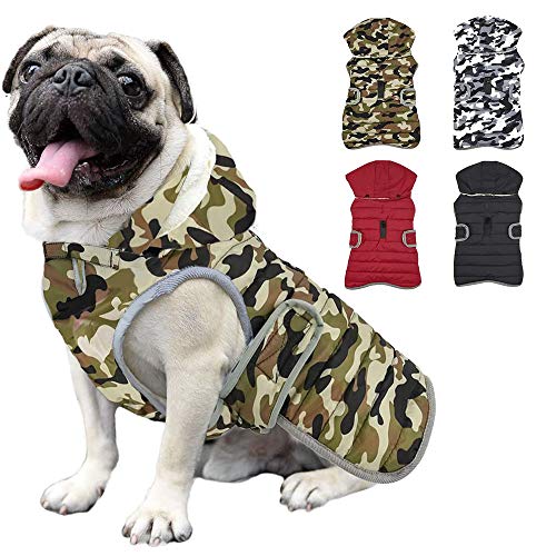 Etechydra Winter Hundejacke with Abnehmbarem Hut, Hundemantel Wasserdicht Reflektierend Hund Mantel Warme Hoodie Fleece Welpenmantel, Jacken für Kleine Mittlerer Große Hunde, Grün, M von Etechydra