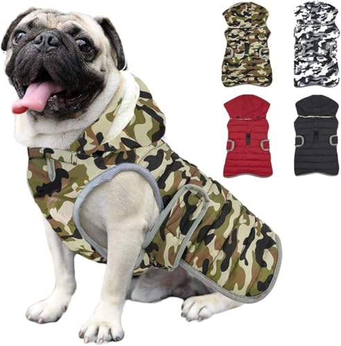 Etechydra Winter Hundejacke with Abnehmbarem Hut, Hundemantel Wasserdicht Reflektierend Hund Mantel Warme Hoodie Fleece Welpenmantel, Jacken für Kleine Mittlerer Große Hunde, Grün, S von Etechydra