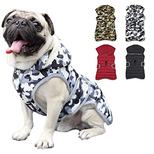 Etechydra Winter Hundejacke with Abnehmbarem Hut, Hundemantel Wasserdicht Reflektierend Hund Mantel Warme Hoodie Fleece Welpenmantel, Jacken für Kleine Mittlerer Große Hunde, Weiß, L von Etechydra