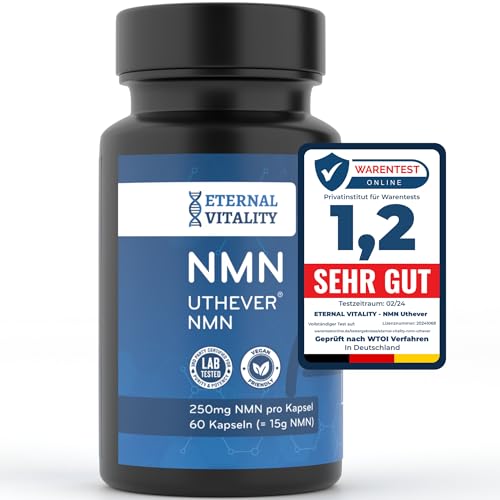 Uthever® NAD+ Booster Kapseln – 60 Stück – Premium Vorstufe für NAD+, 99%+ Reinheit, Vegan, Ohne Zusatzstoffe – Zertifiziert in Deutschland – Geeignet für Hunde & Katzen von Eternal Vitality