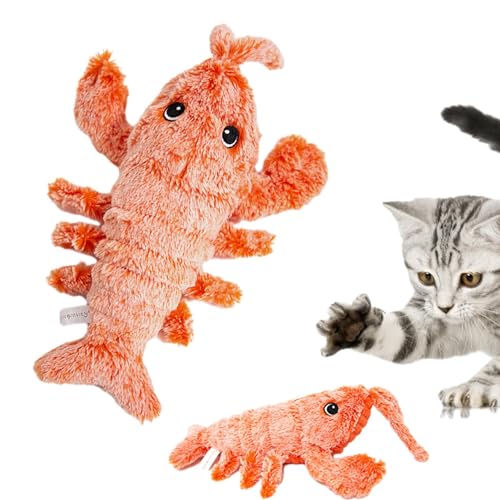 Eteslot Hundespielzeug Hummer Zappelnd, Elektrisch Beweglich Hummer Hundespielzeug, Interaktiver Hummer Hund, Zappelfisch Für Katzen, Active Moving Pet Plush Toy Lobster Dog Toy von Eteslot