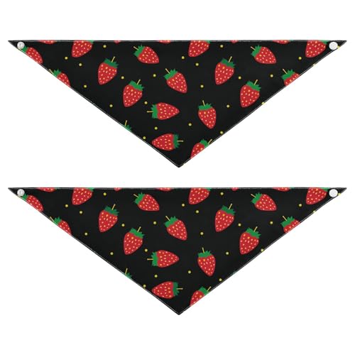 Strawberry Minimalistisches schwarzes saisonales Hundehalstuch, Druckknopf, Dreieck-Lätzchen, Halstuch, Set, niedliches Haustier-Urlaubszubehör, Dekoration für Hunde und Katzen, 2 Stück von EtherSpher