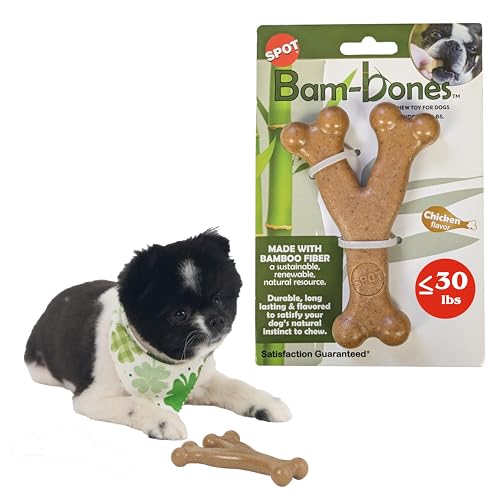 SPOT by Ethical Products - Bambone Wunschknochen - Langlebiges Hunde-Kauspielzeug für Aggressive Kauer - tolles Hunde-Kauspielzeug für Welpen und Hunde - Hundespielzeug - Huhn - Medium von SPOT