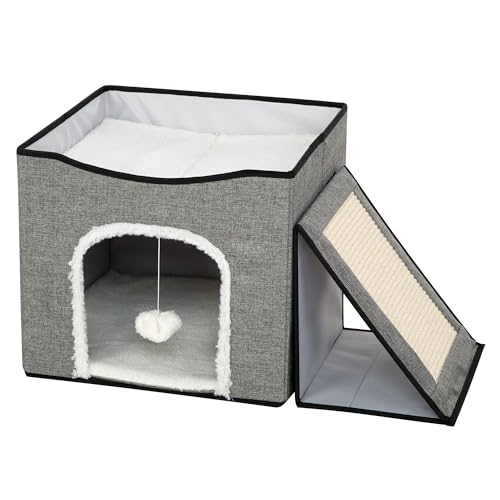 Etna Products Faltbares Katzenhaus & Spielcenter mit interaktivem hängenden Ball für Kätzchen bis 3,2 kg, inklusive Kissenplattformbett von Etna Products