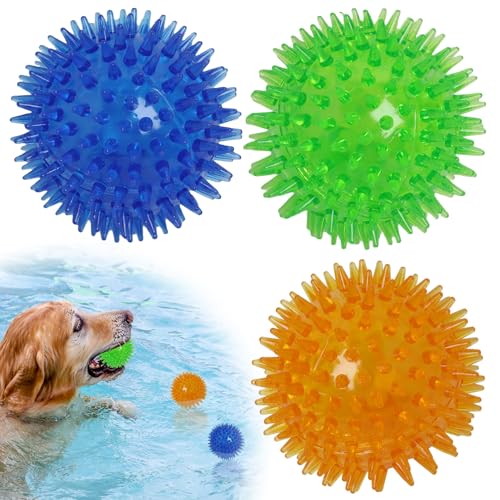 EuAcesry Bälle für Hunde, 3 Stück Hundespielzeug, unzerstörbar, interaktives Spielzeug für Hunde, aus Gummi, für kleine und mittelgroße Hunde (Blau, Grün, Orange) von EuAcesry