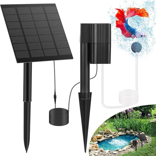 Euakee 2.5W Sauerstoffpumpe für Teich Solar, Solar Teichbelüfter, Solar Sauerstoffpumpe mit Sauerstoffrohr und Luftblasenstein, Luftpumpe Aquarium Oxygenator für Teich Pool von Euakee