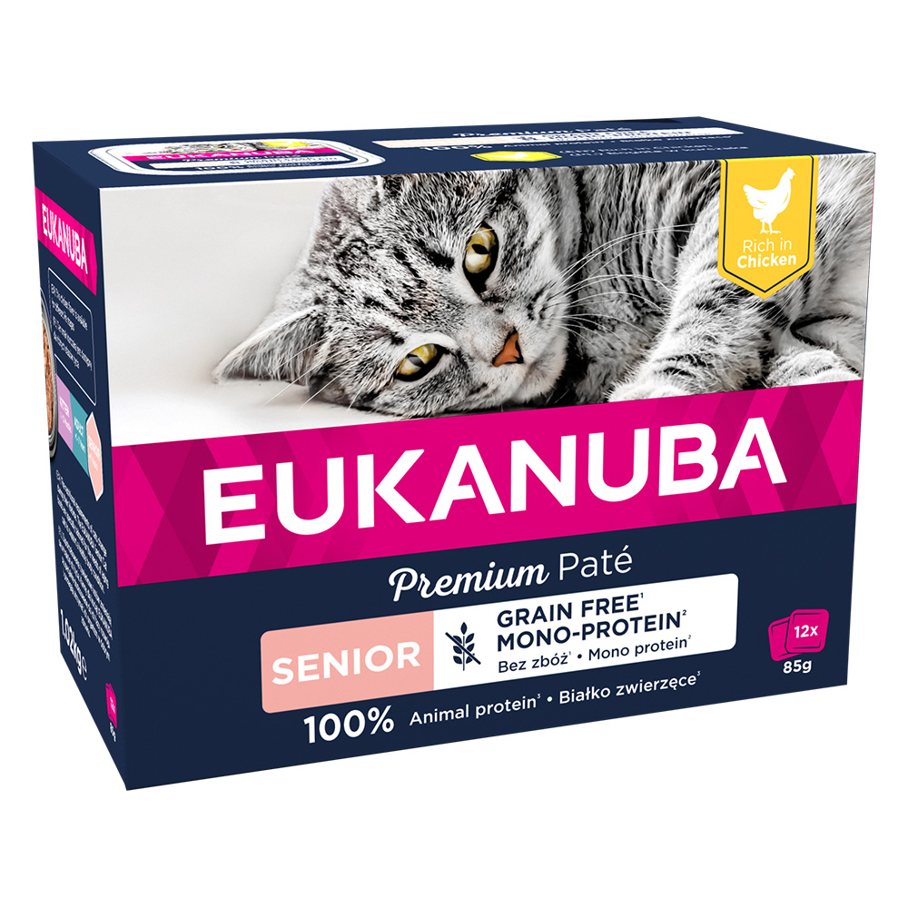 10 + 2 gratis! 12 x 85 g Eukanuba Getreidefrei - Senior: Huhn von Eukanuba