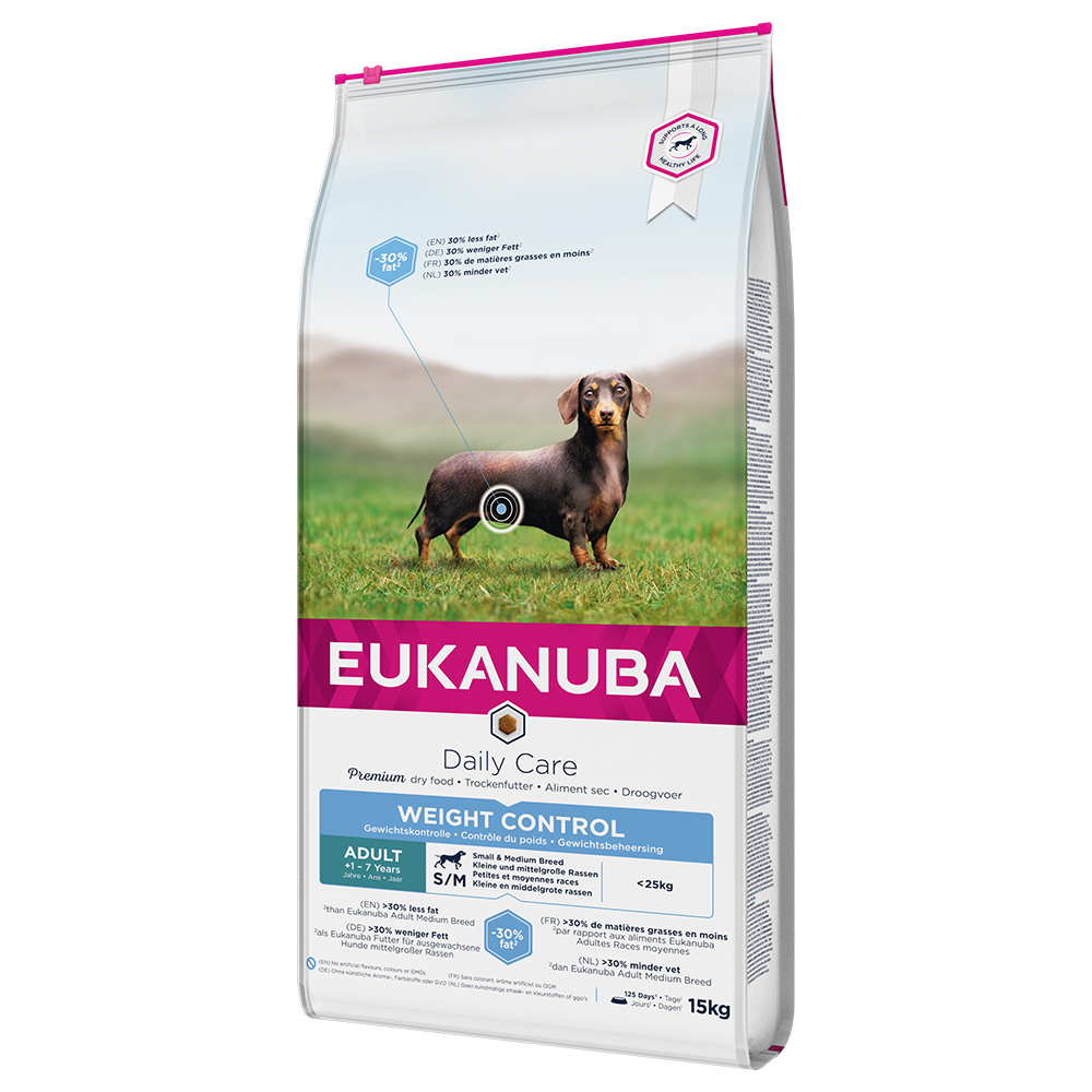 12 kg / 15 kg Eukanuba Daily Care zum Sonderpreis! - 15 kg Weight Control Small/Medium Adult Dog von Eukanuba
