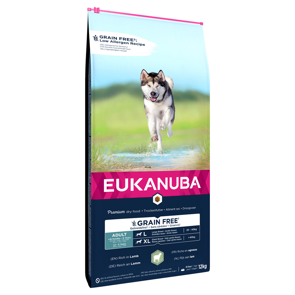 12 kg Eukanuba Grain Free Adult zum Sonderpreis! - Large Dogs Lamm von Eukanuba