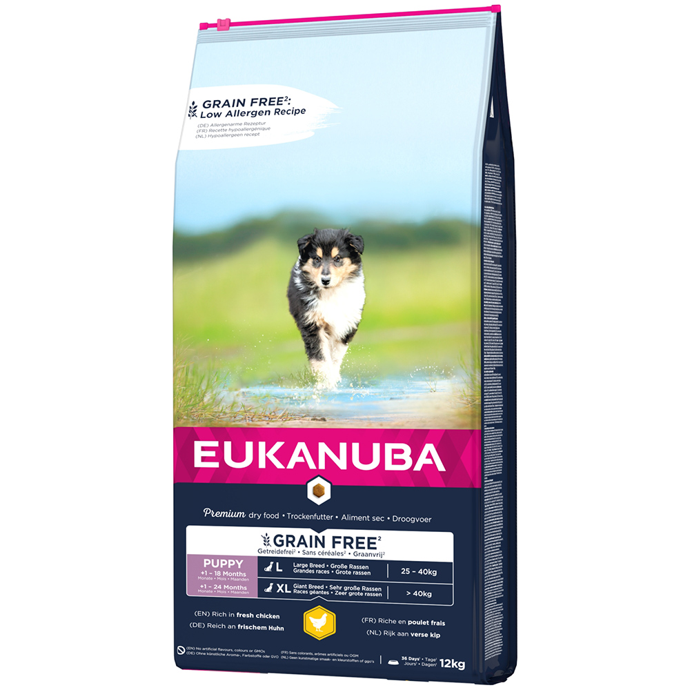 12 kg Eukanuba Grain Free Puppy zum Sonderpreis! - Large Breed Huhn von Eukanuba