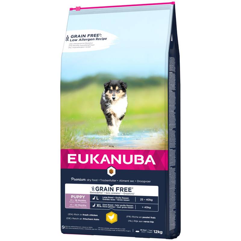 12 kg Eukanuba Grain Free Puppy zum Sonderpreis! - Large Breed Huhn von Eukanuba