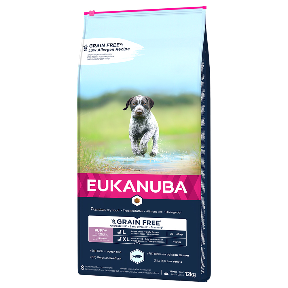 12 kg Eukanuba Grain Free Puppy zum Sonderpreis! - Large Breed Lachs von Eukanuba