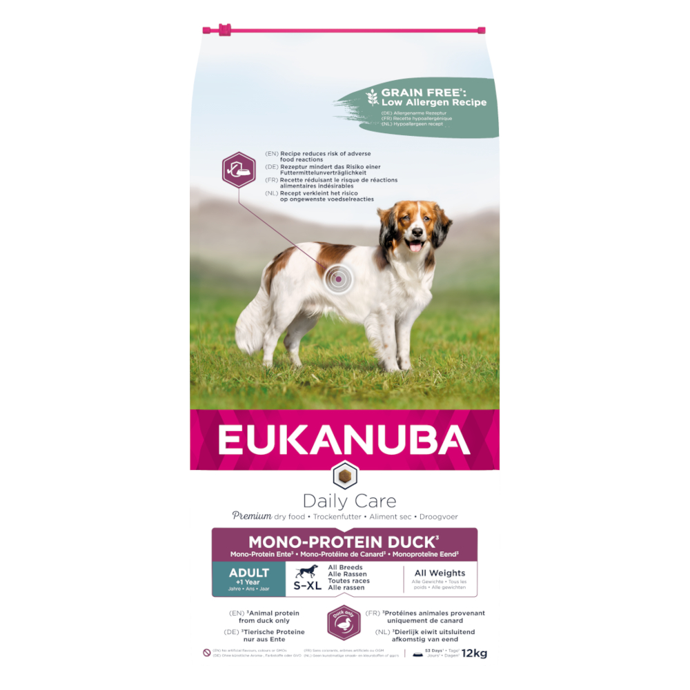 2,3 kg / 12 kg Eukanuba Adult Monoprotein zum Sonderpreis! - 12 kg Daily Care mit Ente von Eukanuba