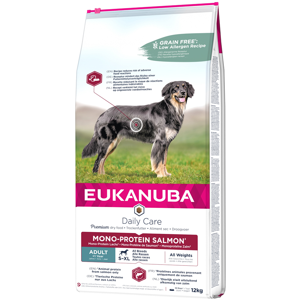 2,3 kg / 12 kg Eukanuba Adult Monoprotein zum Sonderpreis! - 12 kg mit Lachs von Eukanuba