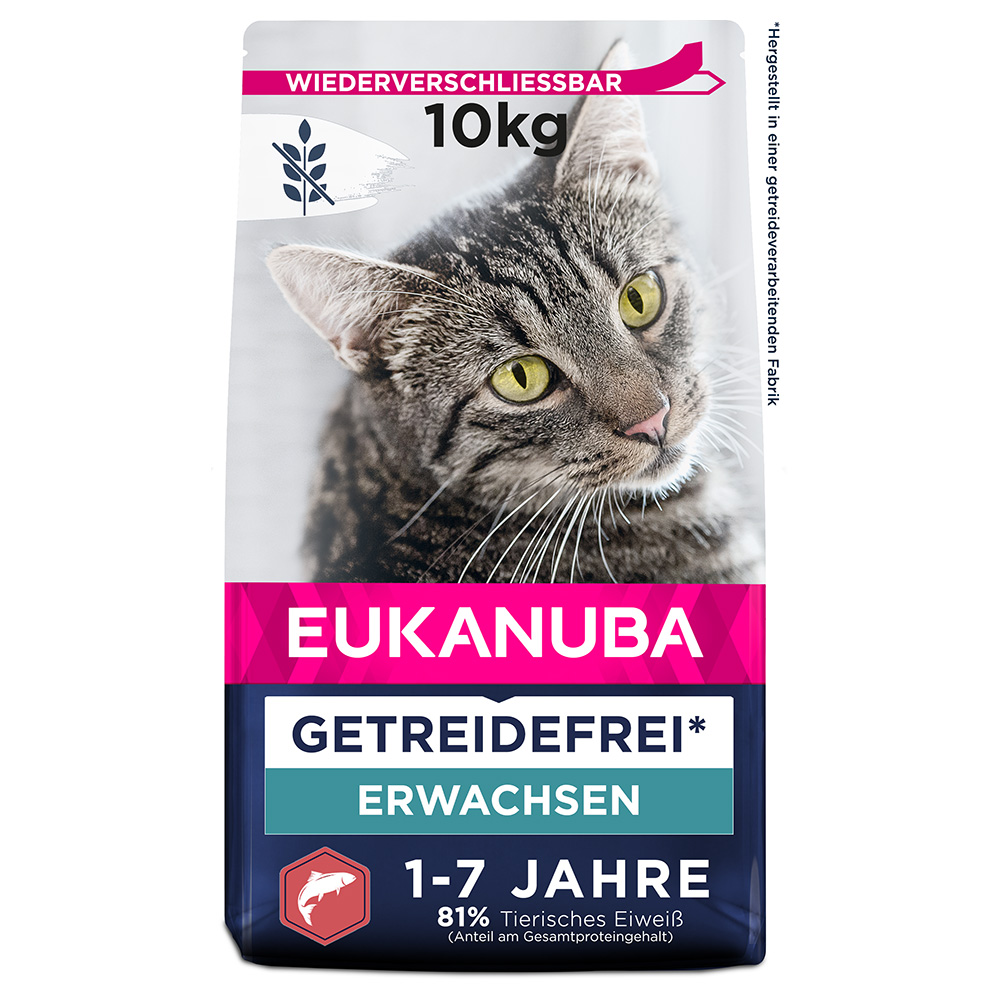 2 kg gratis! 10 kg Eukanuba Grain Free Reich an Lachs - Adult von Eukanuba