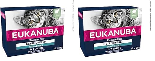 EUKANUBA Katzenfutter nass getreidefrei - Premium Nassfutter mit viel Lamm für ausgewachsene Katzen, 12 x 85 g (Packung mit 2) von Eukanuba