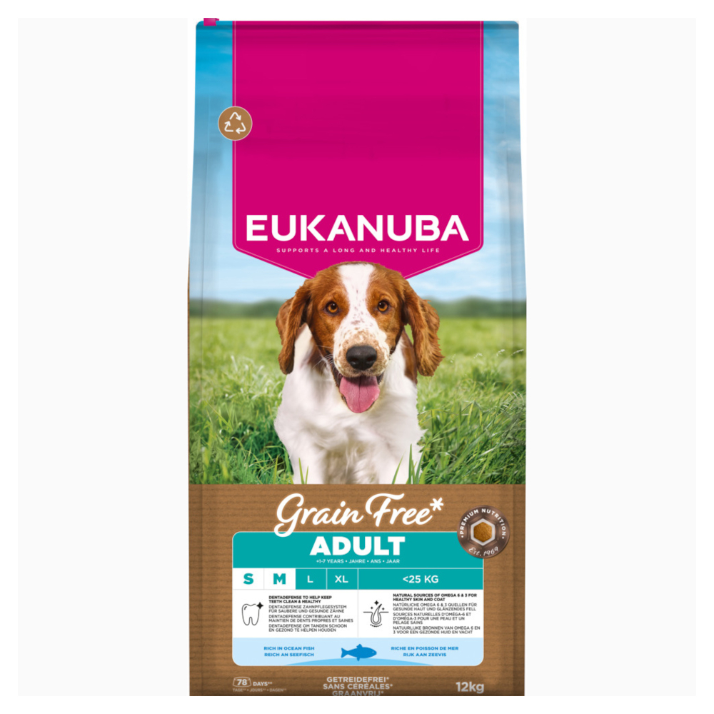 Eukanuba Grain Free Adult Small & Medium mit Seefisch - 12 kg Eukanuba Grain Free Adult Small & Medium mit Seefisch - 12 kg von Eukanuba