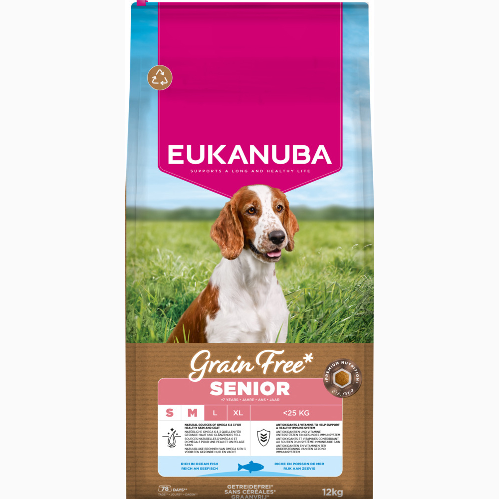 Eukanuba Grain Free Senior Small & Medium mit Seefisch - 12 kg Eukanuba Grain Free Senior Small & Medium mit Seefisch - 12 kg von Eukanuba