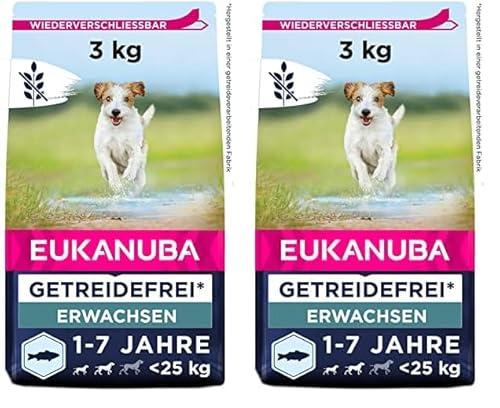 Eukanuba Hundefutter getreidefrei mit Fisch für kleine und mittelgroße Rassen - Trockenfutter für ausgewachsene Hunde, 3 kg (Packung mit 2) von Eukanuba