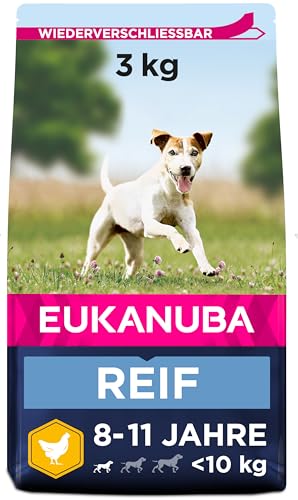 Eukanuba Hundefutter mit frischem Huhn für kleine Rassen, Premium Trockenfutter für reife Hunde, 3 kg von Eukanuba