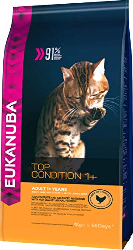 Eukanuba Katzenfutter trocken Huhn - Premium Trockenfutter mit hohem Fleischanteil für erwachsene Katzen ab 1 Jahr, 4 kg von Eukanuba