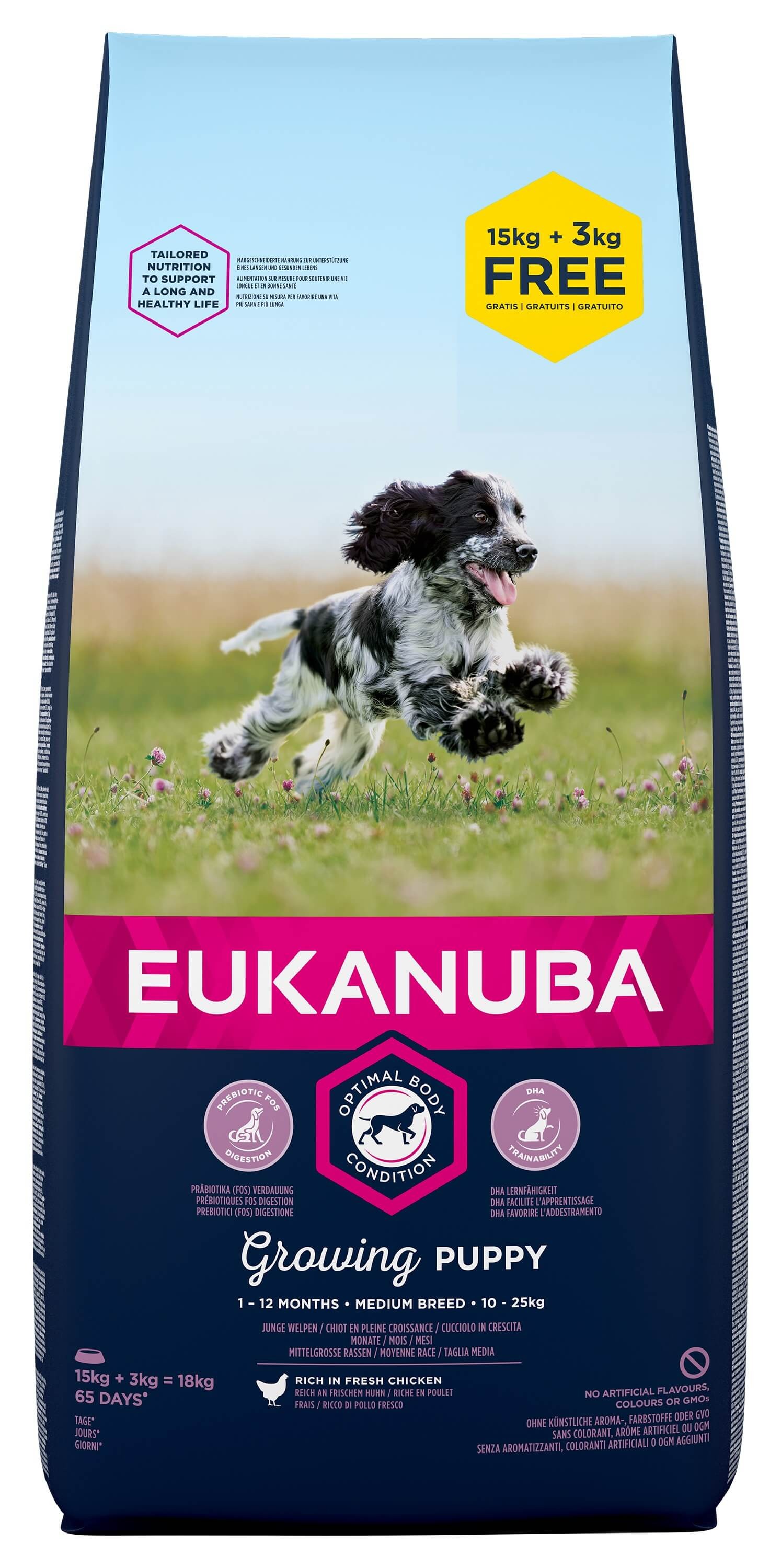 Eukanuba Puppy Medium Breed Huhn Hundefutter 15 + 3 kg von Eukanuba