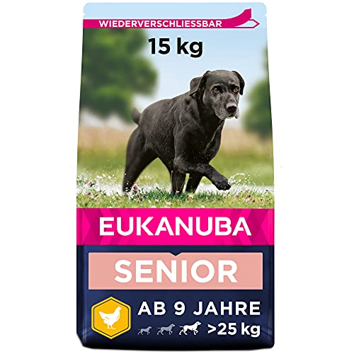 Eukanuba Hundefutter mit frischem Huhn für große Rassen, Premium Trockenfutter für Senior Hunde, 15 kg von Eukanuba