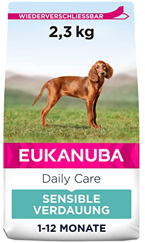 Spende - Eukanuba Daily Care Sensitive Digestion Welpenfutter, Trockenfutter für Welpen mit Sensibler Verdauung, Magenfreundlich mit leicht verdaulichem Reis, 2.3 kg von Eukanuba