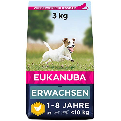 Spende - Eukanuba Hundefutter mit frischem Huhn für kleine Rassen, Premium Trockenfutter für ausgewachsene Hunde, 3 kg von Eukanuba