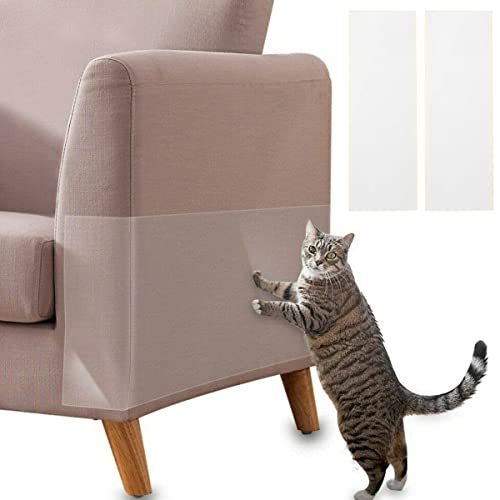 2 Stück Kratzschutz für Katzen, selbstklebend, transparent, PVC, kratzfest, für Katzen und Hunde, selbstklebend, kratzfest, schützt für Sofas, Stühle, Betten und verschiedene Möbel von Eummy