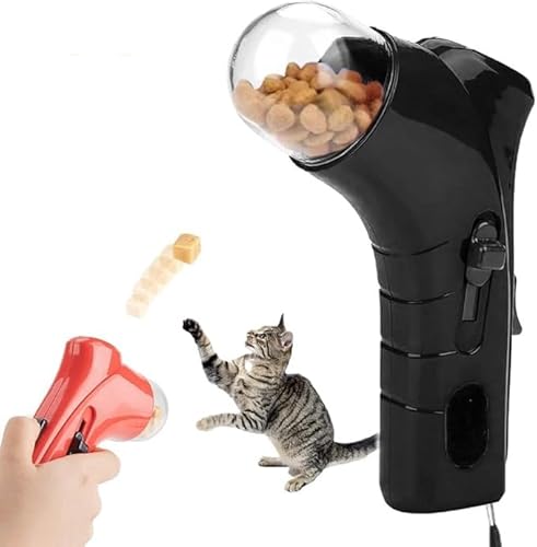 Cat Treat Launcher Gun,Pet Treat Launcher,Cat and Dog Food Shooter Gun,Fun Cat Ball Dispenser Gun Toy, Handheld Interactive Pet Snack Catapult,for Dog Cat Exercise Training (Black) von Eunmsi