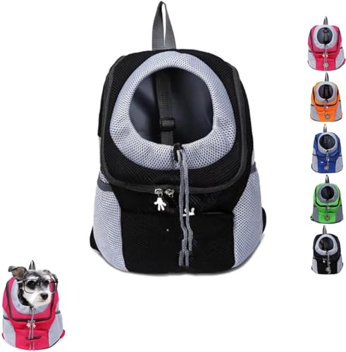 Dog Backpack, Puppy Backpack, Carrier Pet Carrier for Small Medium Dogs Travel Bag Front Pack Breathable Adjustable with Safety Reflective Strips for Hiking Outdoor Travel (Black, L) von Eunmsi