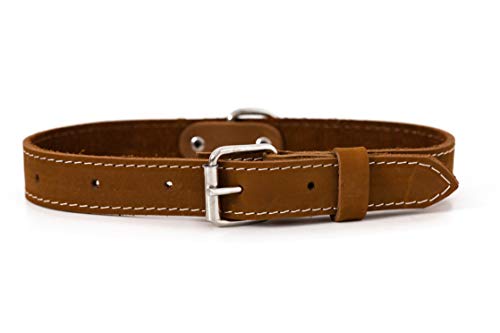 Euro-Dog Erschwingliches europäisches Luxus-Hundehalsband aus weichem Leder, verstellbare Schnalle, hergestellt in den USA, Rindenbraun, XXL 48,3 cm breit 48,3 cm – 63,5 cm Halsumfang) von Euro-Dog