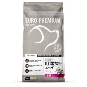 Euro Premium Adult Light w/Chicken & Rice Hundefutter 12 kg von Euro Premium