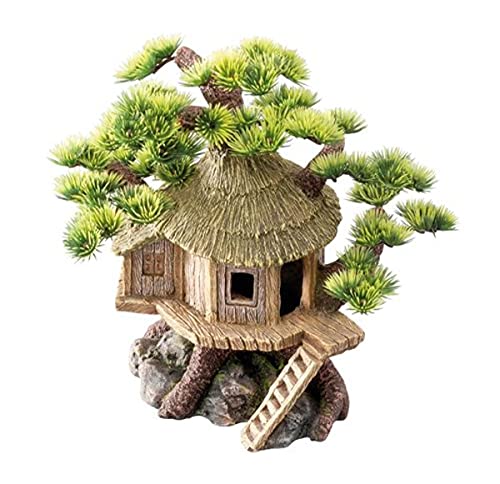 Europet Bernina Bonsai-Haus 20x15.5x20 cm, Aquarium-Dekoration, Polyresin, grün, braun, beige, oder grau von Europet Bernina