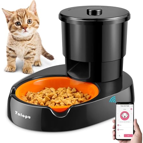 Euvdora Automatischer Katzenfutterspender, Netzteil, Katzenfutterstation automatisch mit WLAN, max. 400 ml Kapazität von Euvdora