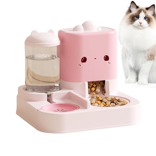 2-in-1 Automatischer Katzenfutterspender und -tränker, 2200 ml Futter und 1500 ml Wasserspender, auslaufsicheres Design für kleine und mittelgroße Haustiere, platzsparend von Euyehn