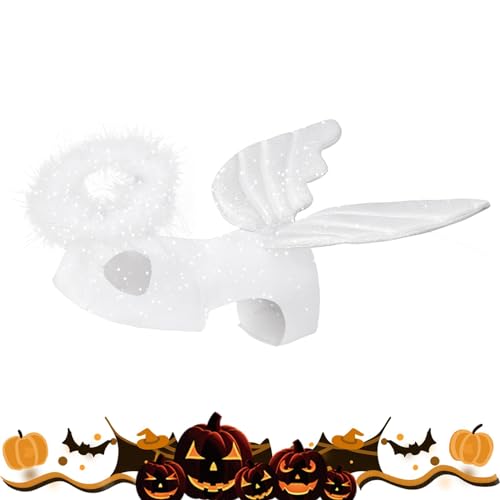 Euyehn Engel-Kostüm für Hunde, Haustier-Kostüm-Set, bequemes Halloween-Kostüm-Set für kleine, mittelgroße Hunde, Halloween, Weihnachten von Euyehn