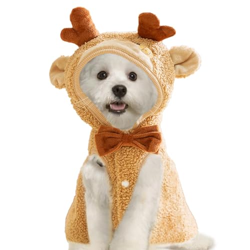 Euyehn Weihnachts-Haustier-Outfit, Weihnachtskleidung für Haustiere,Weihnachten Haustier verkleiden | Winterwarmes Haustier-Party-Cosplay-Kleid, Katzen-Hunde-Weihnachtsumhang mit niedlichem von Euyehn